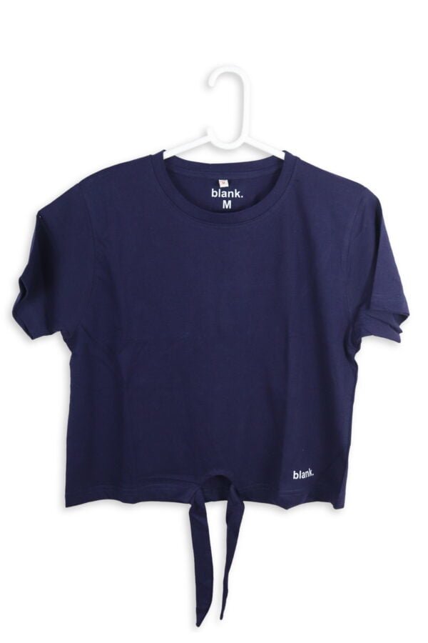 Women's Navy Blue Knot Crop Top